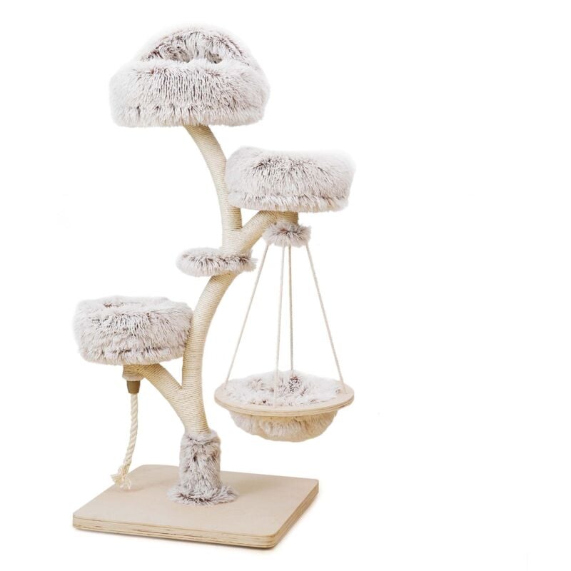 foto del prodotto albero tiragraffi con design a rami 130 cm con peluche e sisal fudajo