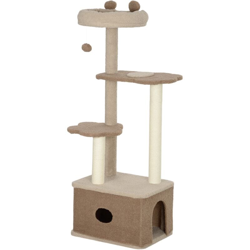 foto del prodotto albero tiragraffi per gatti 4 livelli 48x40x133 cm con casetta ripiani e cuccia marrone
