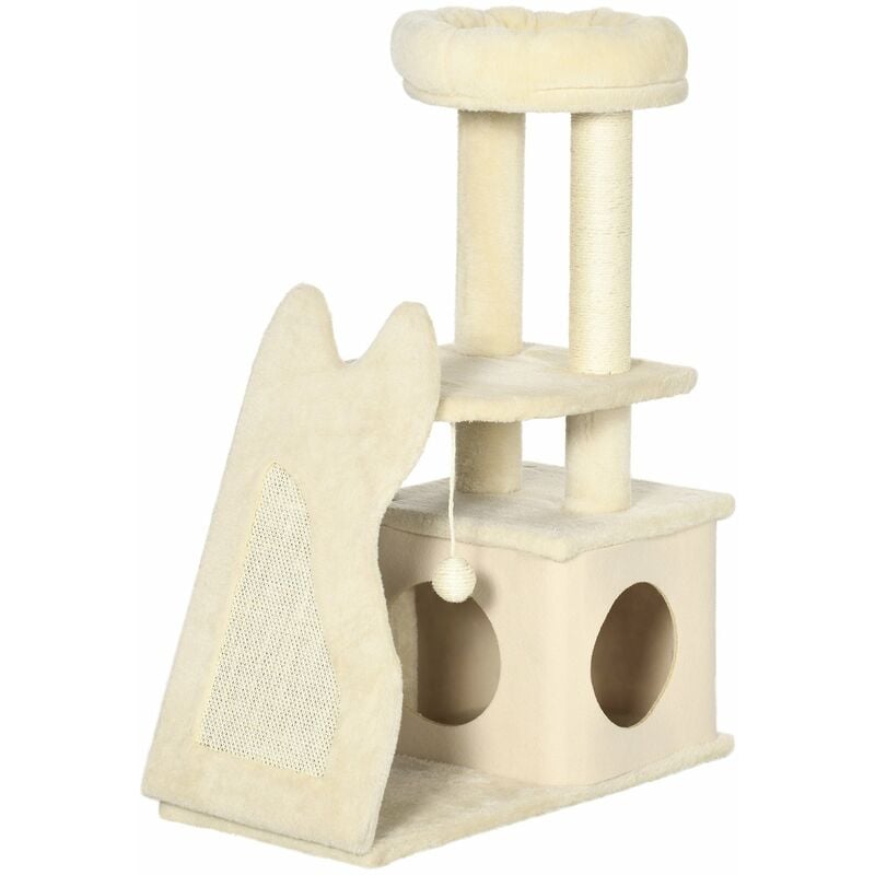 foto del prodotto albero tiragraffi per gatti 60x30x83 cm con tappetino e pali in sisal beige
