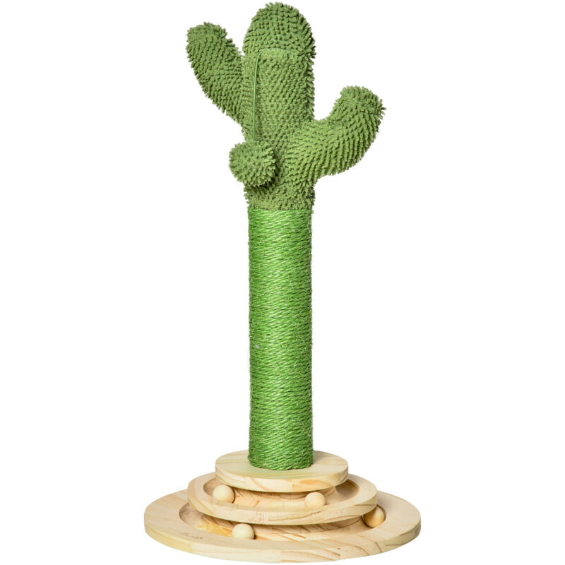 foto del prodotto albero tiragraffi per gatti adulti e gattini, 32x32x60cm, verde pawhut