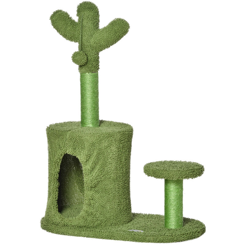 foto del prodotto albero tiragraffi per gatti adulti e gattini a forma di cactus pawhut