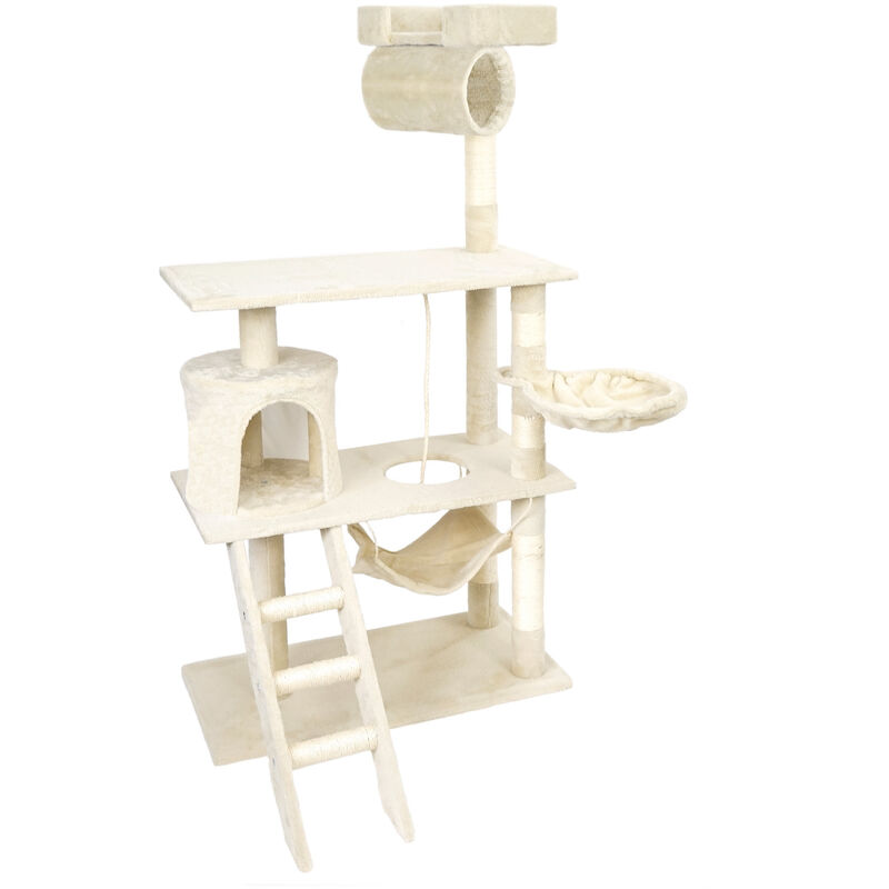 foto del prodotto albero tiragraffi per gatti beige 141 cm albero per arrampicarsi sisal