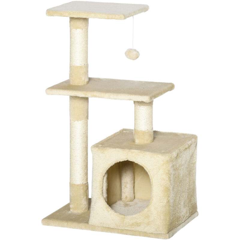 foto del prodotto albero tiragraffi per gatti con cuccia, 50x30x81.5cm pawhut