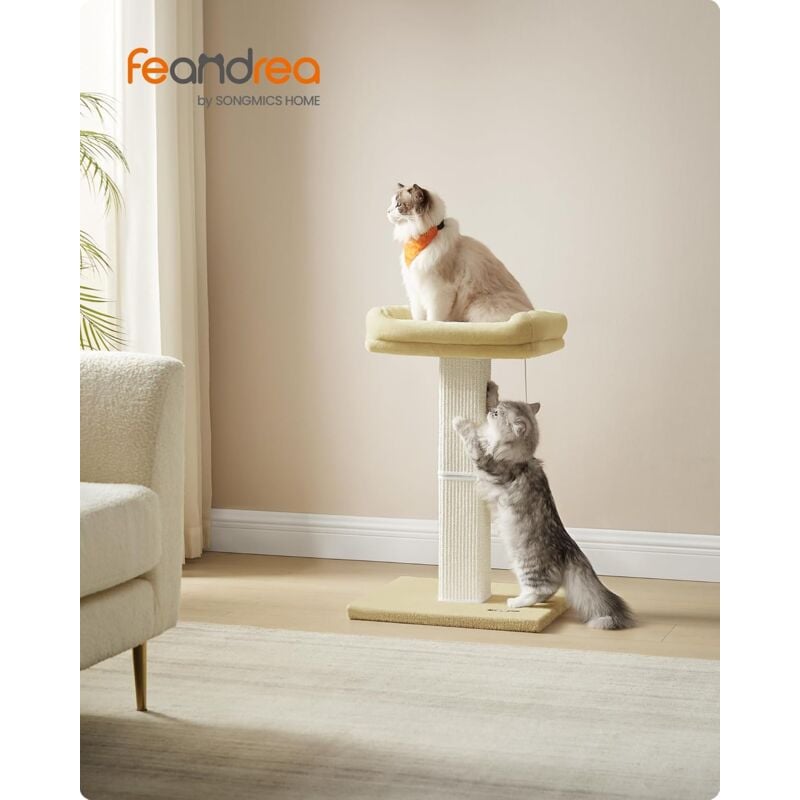 foto del prodotto albero tiragraffi per gatti con piattaforma di 40 x 30 cm in peluche, tronco, tiragraffi per gatti, altezza 71 cm, colonna tiragraffi con sisal