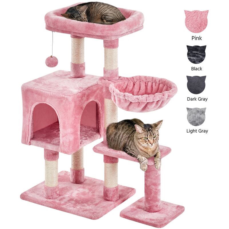 foto del prodotto albero tiragraffi per gatti gattini in corda sisal graffiatoio con palla 80 x 39,5 x 96 cm rosa yaheetech