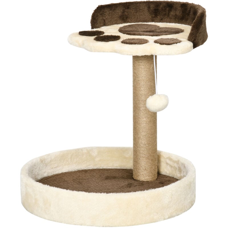 foto del prodotto albero tiragraffi per gatti in truciolato, corda di juta e peluche pawhut