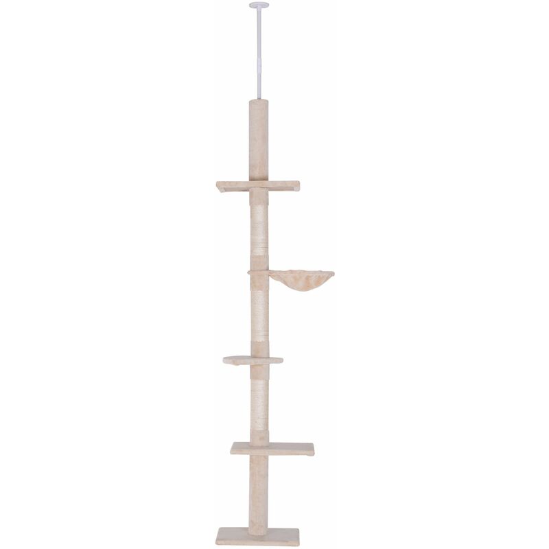 foto del prodotto albero tiragraffi per gatti multilivello a soffitto 40x34x230 260 cm altezza regolabile beige