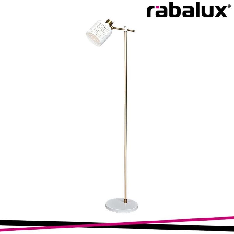 foto del prodotto alberta, metal floor lamp, e27 1xmax 9w, white, gold, with f