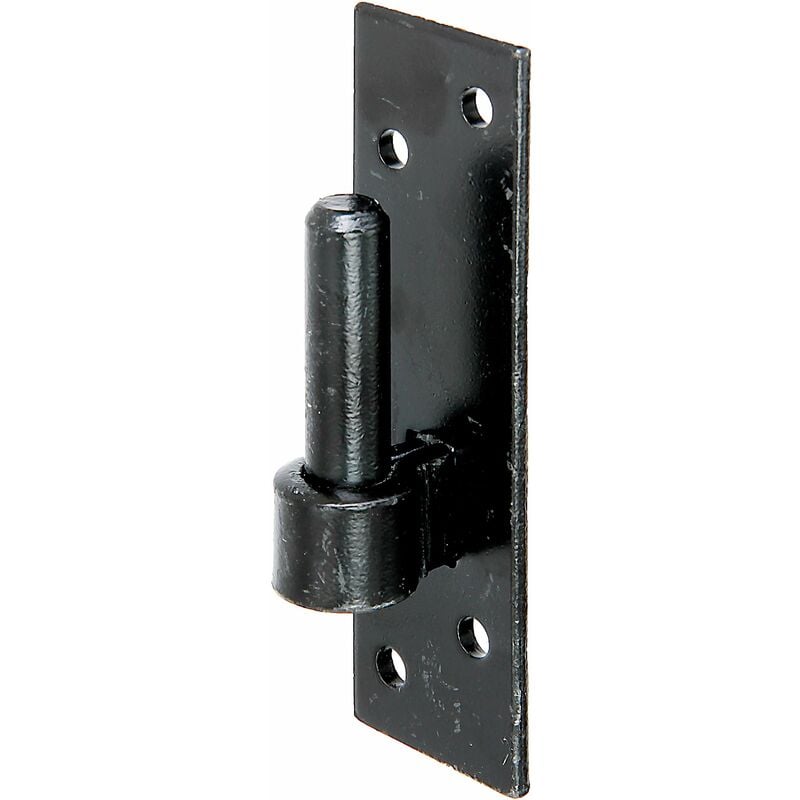 foto del prodotto alberts 306687 cardine su piastra, forma bavarese con gancio di o dii, vernice ad immersione nera, entrata 14 mm, piastra 130 x 40 mm