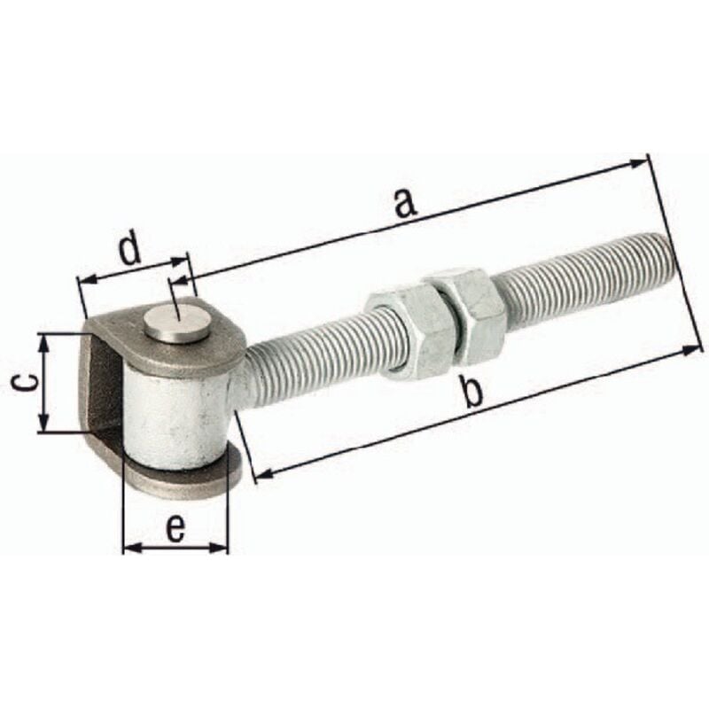 foto del prodotto alberts 418366 bandella per cancelli, con dadi, vite ad occhiello zincata a caldo, perno di collegamento e anello di sicurezza in acciaio inox,