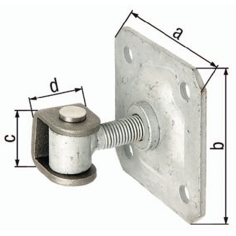 foto del prodotto alberts 418403 bandella per cancelli con piastra da avvitare , vite ad occhiello zincata a caldo, perno di collegamento e anello di sicurezza in acciaio inox , filettatura m20