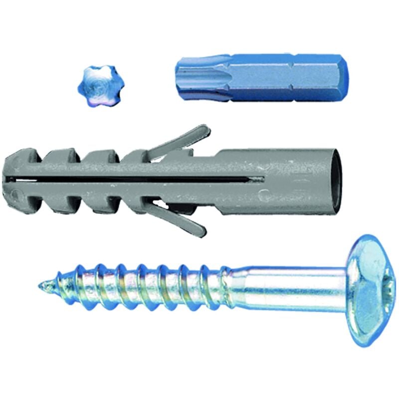 foto del prodotto alberts 554385 set di viti, accessori per fissaggio di inferriate, set di viti zincate, 4 pezzi viti tasselli, 50 x 7 mm