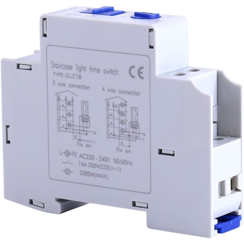 foto del prodotto alc18 interruttore temporizzato meccanico per luci scale, rel elettronico, ac 220 240v 16a, per illuminazione di corridoi e scale di casa lablanc