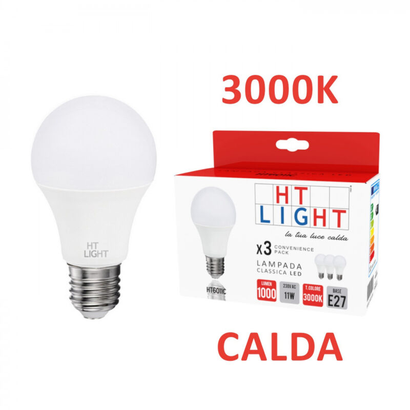 foto del prodotto alca power a60 11w 220v 1000lm 3000k e27 lampada a led box da 3pz