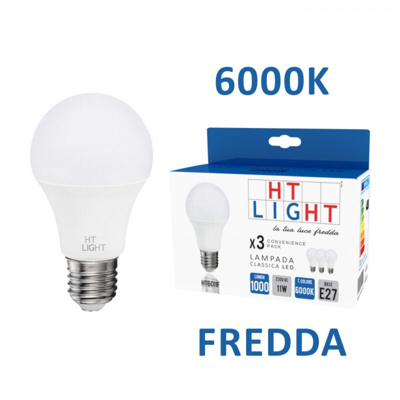 foto del prodotto alca power a60 11w 220v 1000lm 6000k e27 lampada a led box da 3pz
