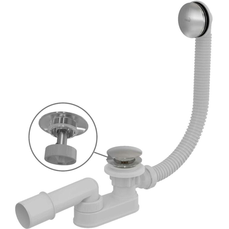 foto del prodotto alcadrain sistemi di scarico set di scarico e troppopieno per vasca da bagno, lunghezza 570 mm, click clack, cromo a507ckm