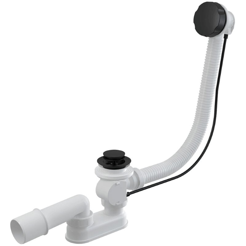 foto del prodotto alcadrain sistemi di scarico set di scarico e troppopieno per vasca da bagno, lunghezza 570 mm, nero opaco a55black