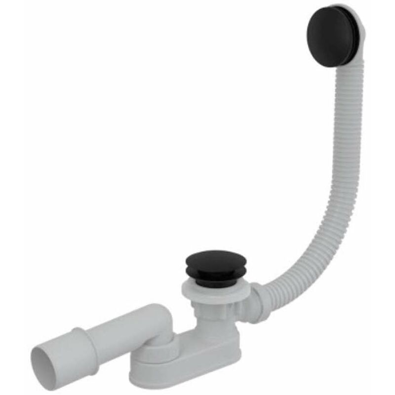 foto del prodotto alcadrain sistemi di scarico sistema di scarico e troppopieno click clack per vasca da bagno, lunghezza 800 mm, nero opaco a507black 80