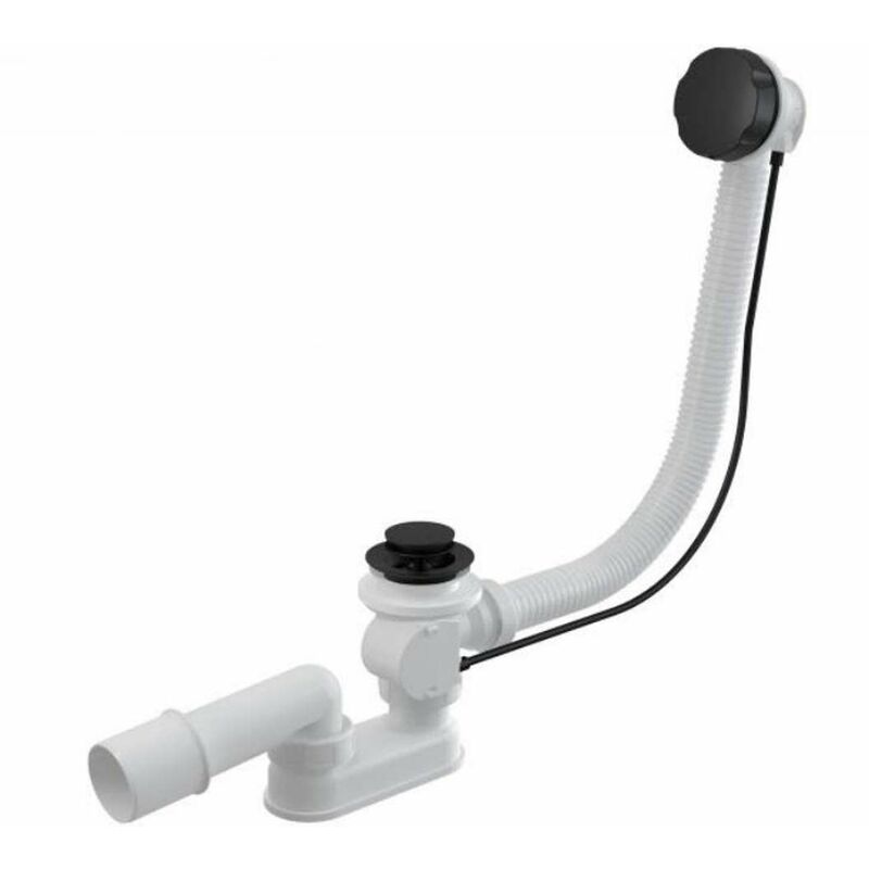 foto del prodotto alcadrain sistemi di scarico sistema di scarico e troppopieno per vasca da bagno, lunghezza 800 mm, nero opaco a55black 80