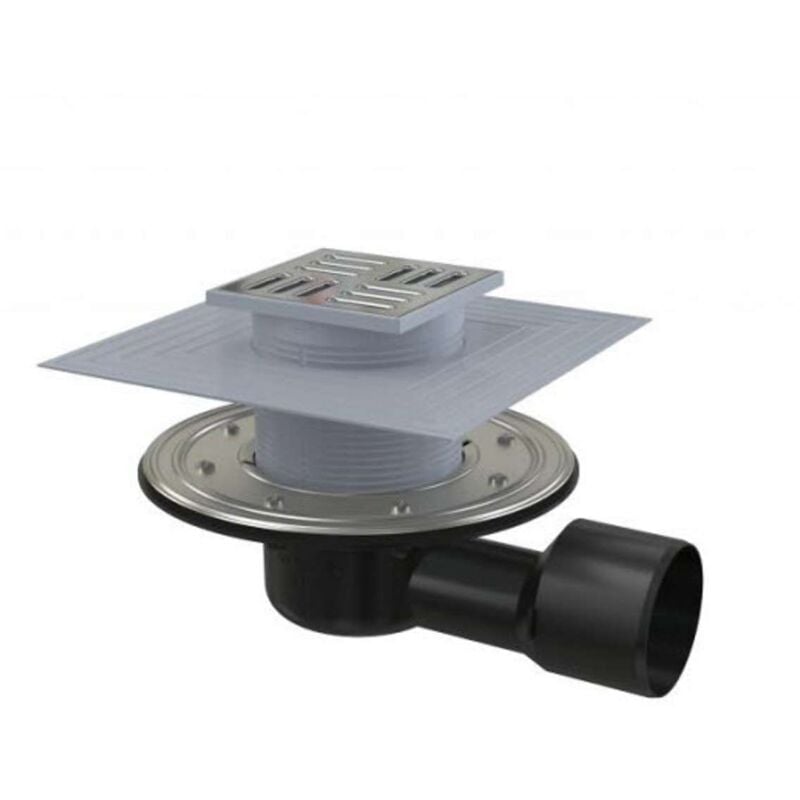 foto del prodotto alcaplast alcadrain pozzetti scarico a pavimento, laterale, 11x11 cm, diametro 5 8 cm, acciaio inox plastica apv3344