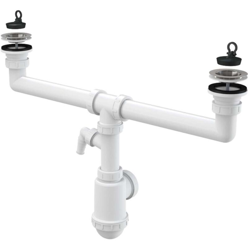 foto del prodotto alcaplast alcadrain sifoni sifone per lavello doppio, diametro 70 mm, con attacco, plastica a449p dn50 40