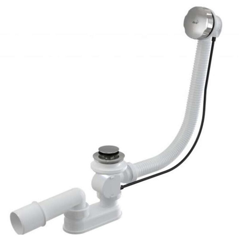foto del prodotto alcaplast alcadrain sistemi di scarico set di scarico e troppopieno per vasca da bagno, lunghezza 1000 mm, cromo a55k 100
