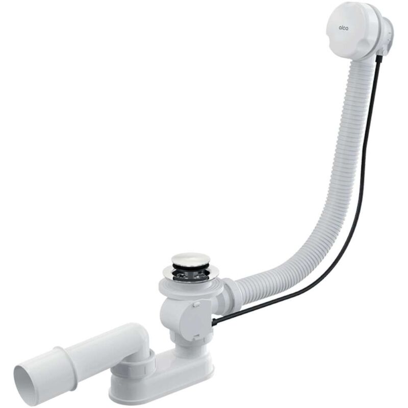 foto del prodotto alcaplast alcadrain sistemi di scarico set di scarico e troppopieno per vasca da bagno, lunghezza 1200 mm, bianco cromo a51b 120