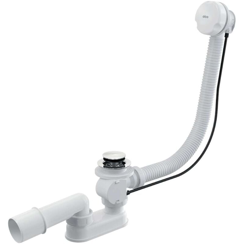 foto del prodotto alcaplast alcadrain sistemi di scarico set di scarico e troppopieno per vasca da bagno, lunghezza 570 mm, bianco cromo a51b