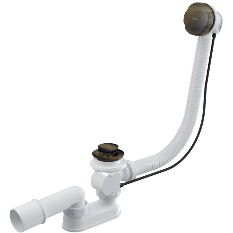 foto del prodotto alcaplast alcadrain sistemi di scarico set di scarico e troppopieno per vasca da bagno, lunghezza 570 mm, bronzo antico a55antic