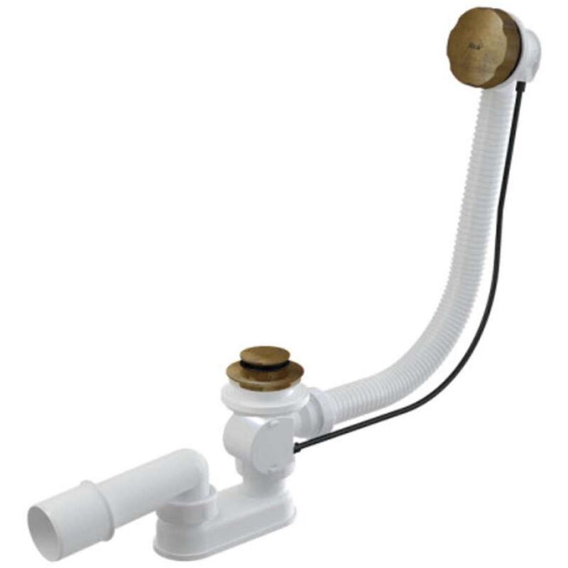 foto del prodotto alcaplast - alcadrain sistemi di scarico - set di scarico e troppopieno per vasca da bagno, lunghezza 800 mm, bronzo antico a55antic-80