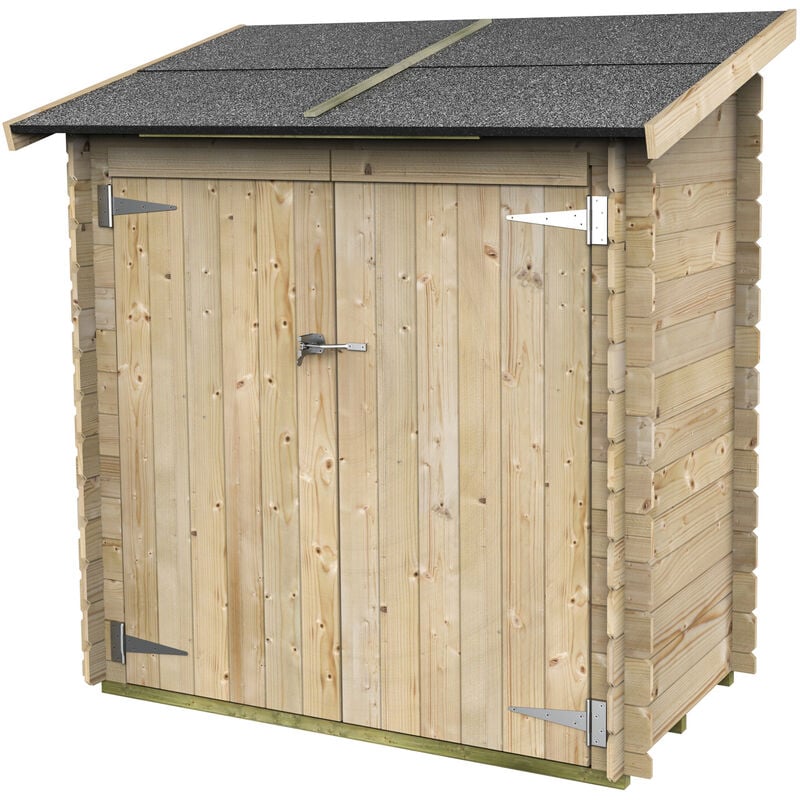 foto del prodotto alce casetta di legno addossata ambrogio bh16 dim. 155x85 cm porta doppia cieca color naturale