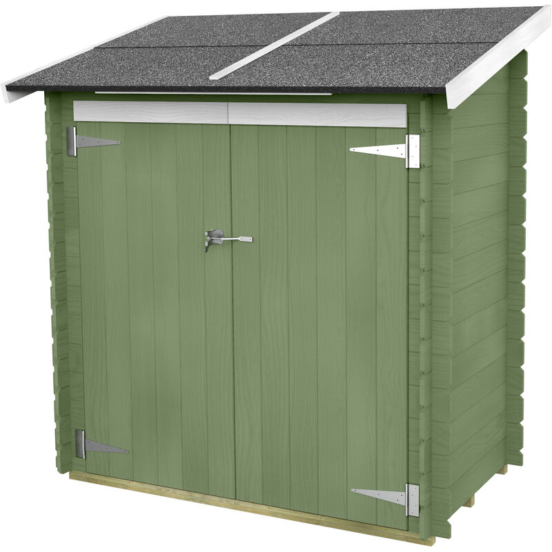 foto del prodotto alce casetta di legno addossata ambrogio bh16 dim. 155x85 cm porta doppia cieca color verde salvia