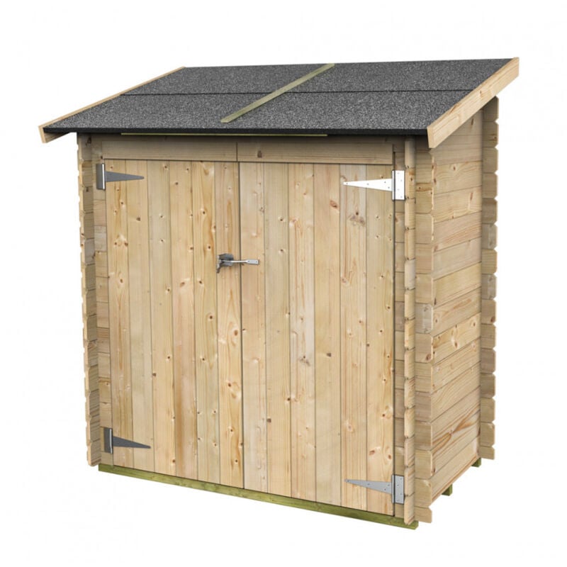 foto del prodotto alce casetta in legno addossata con doppia porta deposito da giardino made in italy 155 x 85 x h 165 cm larice