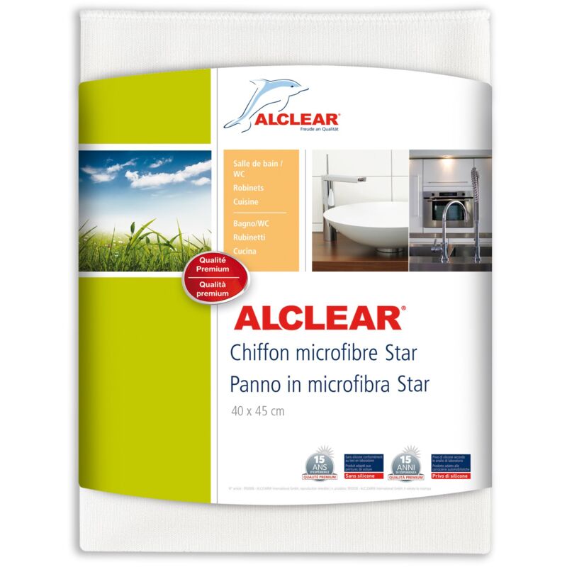 foto del prodotto alclear international 950006, panno speciale in microfibra star, elimina il calcare senza sostanze chimiche n detergenti, 40 x 45 cm, bianco, a