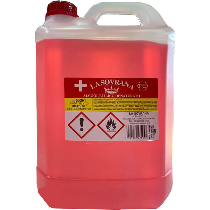 foto del prodotto alcool denaturato 94 certificato lt. 5 la sovrana 
