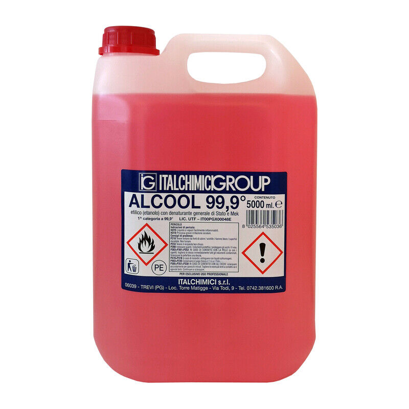 foto del prodotto alcool denaturato 99,9 certif. lt.5 italchimici . prezzo per 1 pezzo.