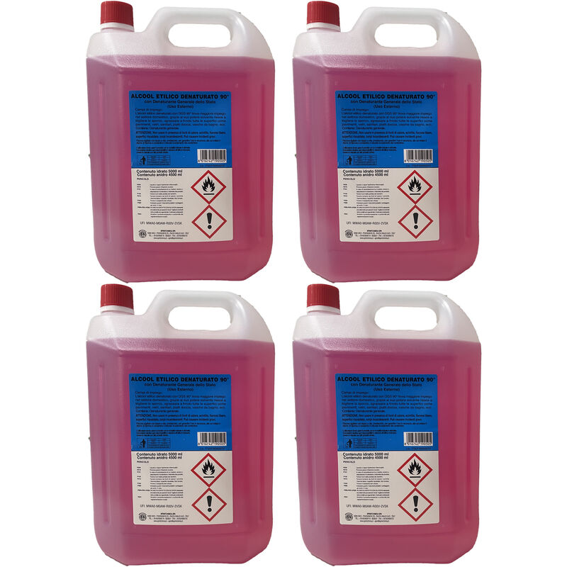 foto del prodotto alcool etilico denaturato rosso 90 4 x 5lt