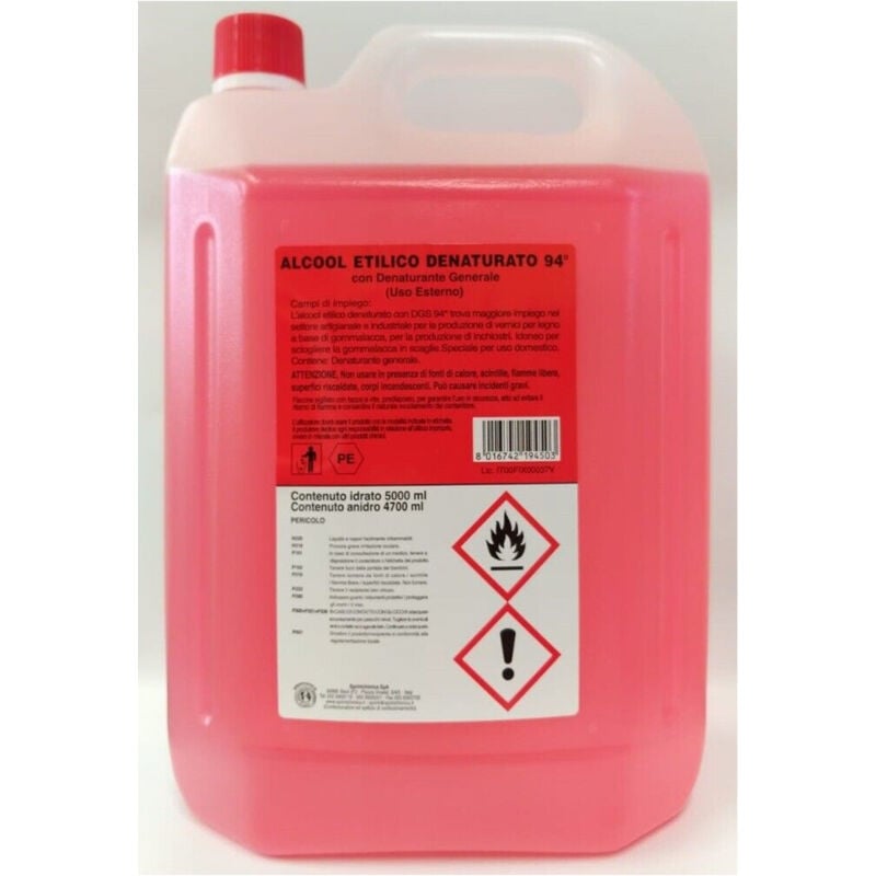 foto del prodotto alcool etilico denaturato rosso 94 5lt