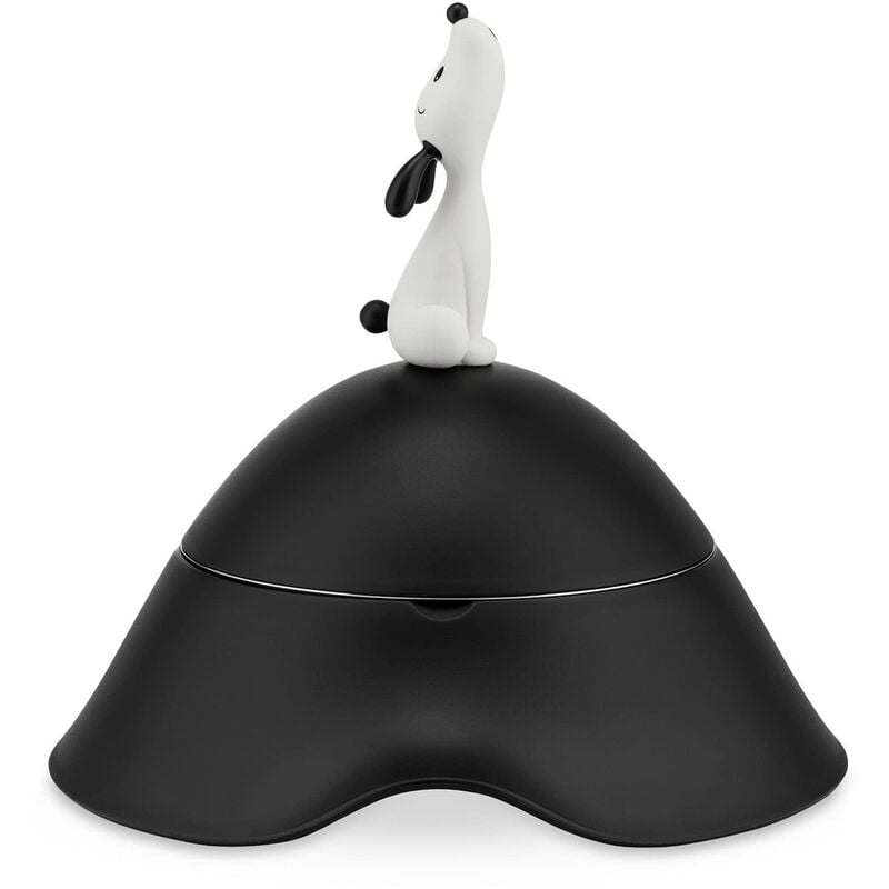 foto del prodotto alessi ammi19 b lul ciotola per cani con coperchio in resina termoplastica, coppa in acciaio inossidabile 18 10 lucido, nero