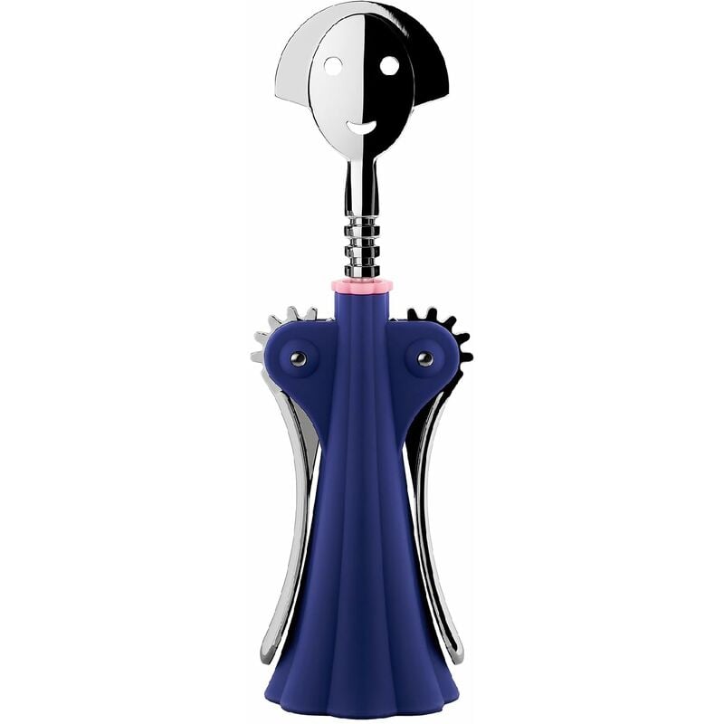 foto del prodotto alessi anna g. am01 daz cavatappi di design, in resina termoplastica e zama cromata, blu