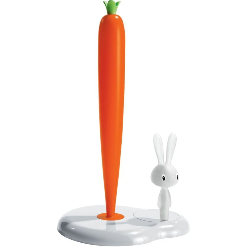 foto del prodotto alessi asg42 h w bunny carrot portarotolo da cucina, resina termoplastica, bianco