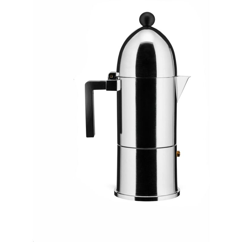 foto del prodotto alessi caffettiera, alluminio, nero, 10 cm