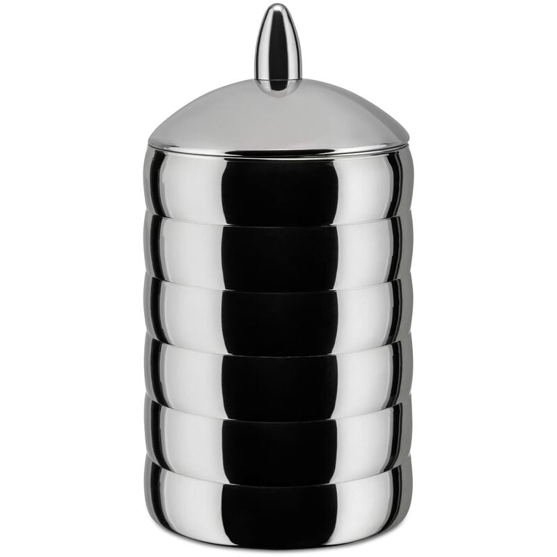 foto del prodotto alessi - kalistò 2 cb02 - barattolo di design, in acciaio inossidabile 18 10 lucido con pomolo in alluminio, 114 cl