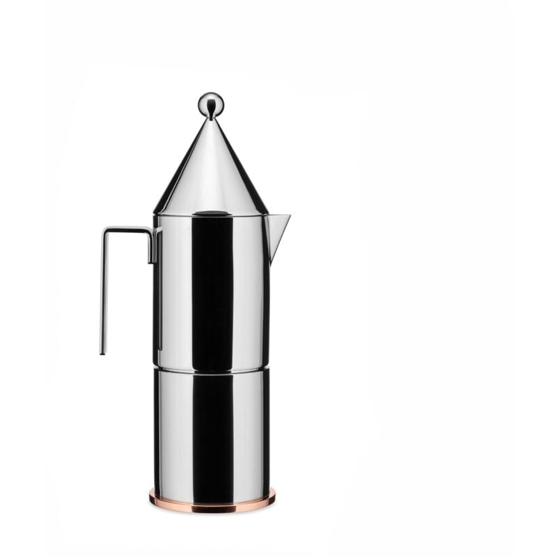 foto del prodotto alessi la conica 90002 6 caffettiera di design in acciaio inox e fondo in rame, 6 tazze