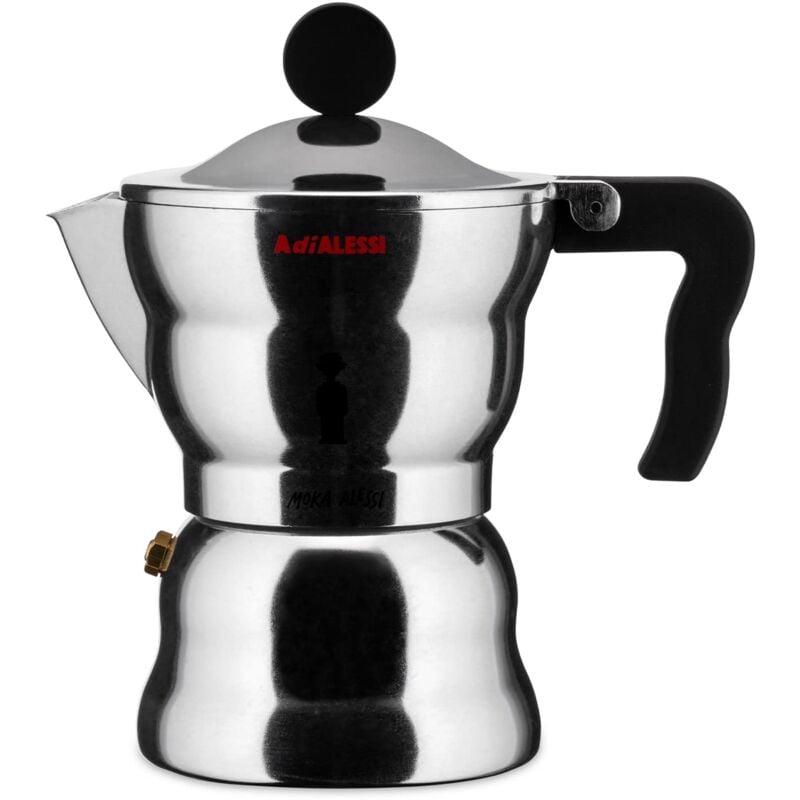 foto del prodotto alessi moka aam33 3 caffettiera espresso di design in fusione di alluminio, 3 tazze