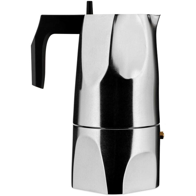 foto del prodotto alessi ossidiana mt18 6 caffettiera per espresso di design in fusione d alluminio, 6 tazze