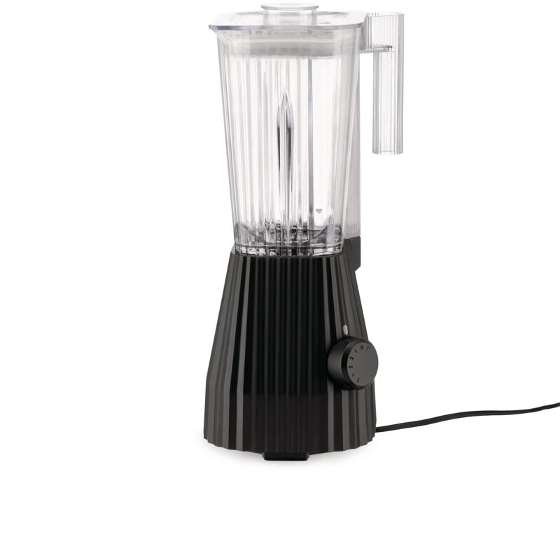 foto del prodotto alessi pliss mdl09 b frullatore di design con caraffa graduata, in resina termoplastica, spina europea 700w, 1,5l, nero