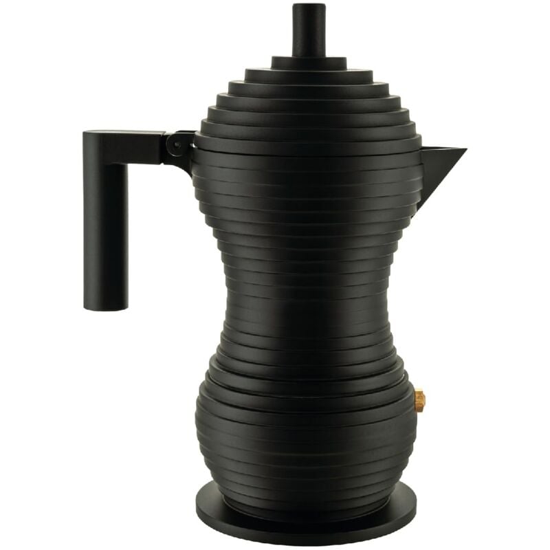 foto del prodotto alessi pulcina mdl02 3 bb caffettiera espresso di design, in fusione di alluminio con manico e pomolo in pa, 3 tazze, nero