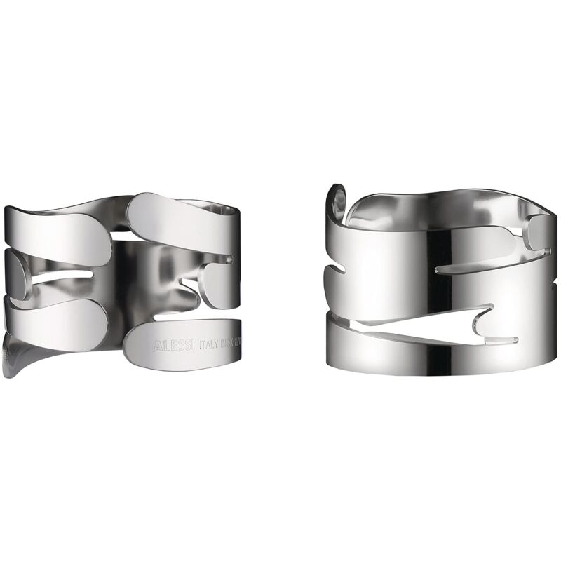 foto del prodotto alessi set di due portatovagliolo in acciaio inossidabile 18 10, 4.5 cm