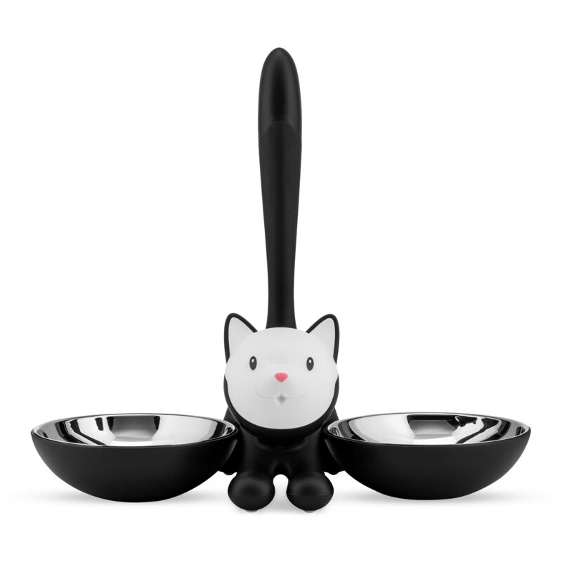 foto del prodotto alessi tigrito ammi09 b ciotola per animali di design, acciaio inox 18 10 e resina termoplastica, nero